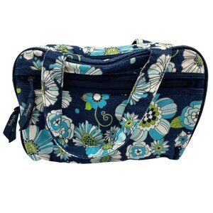Thirty-One Womens Tote Bag Small Metro Blue Floral Print Makeup Travel Organizer